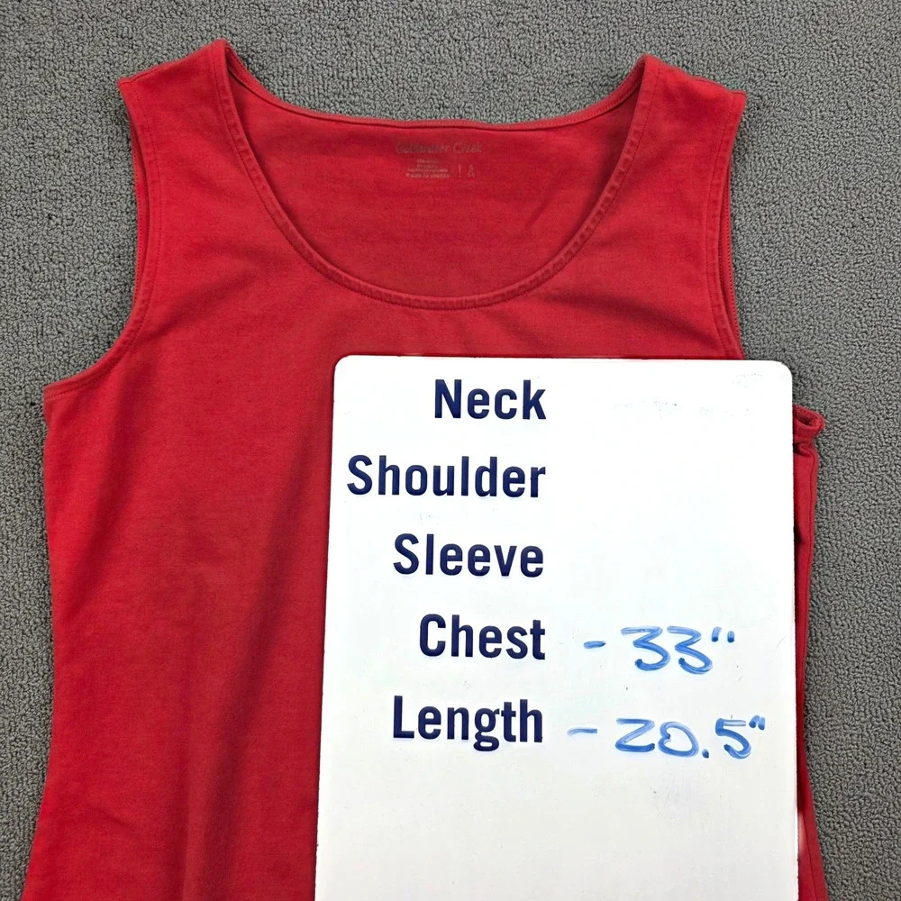 Coldwater Creek Lace Trim‎ Tank Top Women Red Scoop Neck Cotton Blend Stretch S